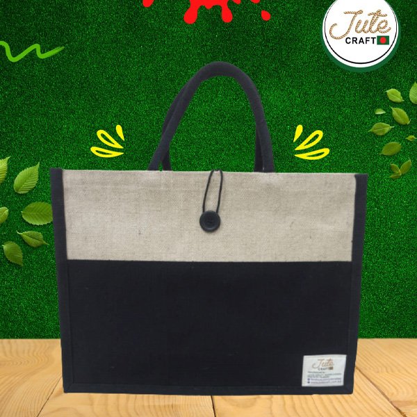 Jute Regular Handbag Black and Natural Jute Regular Handbag Black and Natural